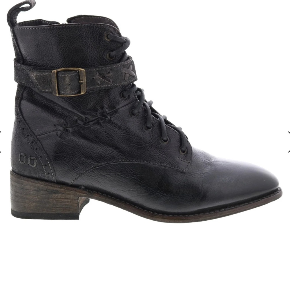 Bed Stu Era F328009 Womens Black Leather Lace Up Casual Dress Boots Size 7